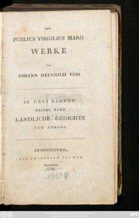 Bd. 1: Ländliche Gedichte Und Anhang