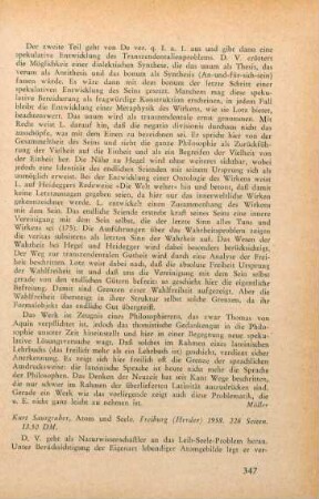 347-349 [Rezension] Sausgruber, Kurt, Atom und Seele
