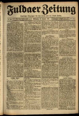 Erste Ausgabe vom Mittwoch, den 26. Januar 1921.