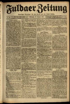 Erste Ausgabe vom Mittwoch, den 26. Januar 1921.