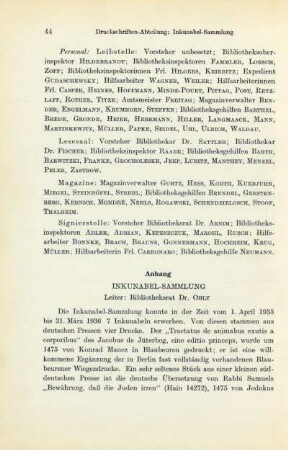 Anhang Inkunabel-Sammlung