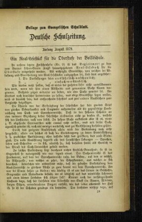 ¬Ein¬ Real-Lesestück für die Oberstufe der Volksschule