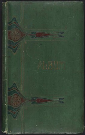 Postkartenalbum : Postkartenalbum. Leineneinband, beschichtet, farbig geprägt; 39,7 x 25 x 4 cm (um 1905). Dresden: SLUB/DF 2009.D.31