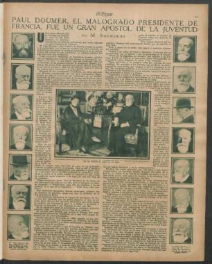 Paul Doumer, el malogrado presidente de Francia, fue un gran apóstol de la juventud