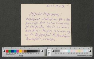 Briefkarte an Werner von Melle