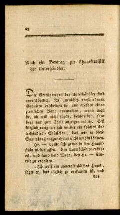Noch ein Beytrag zur Charakteristik der Unterhändler
