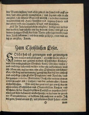 Zum Christlichen Leser.