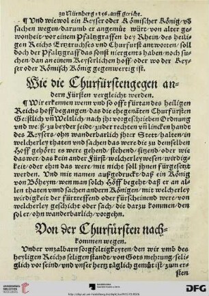 Von der Churfürsten nachkommen wegen