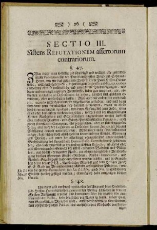 Sectio III. Sistens Refutationem affertorum contrariorum.