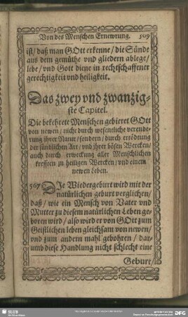 Das zwey und zwanzigte Capitel. Von der Widergeburt