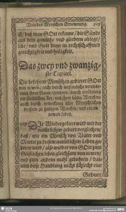 Das zwey und zwanzigte Capitel. Von der Widergeburt