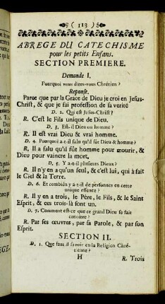 Abrégé du Catechisme pur les petits Enfans.