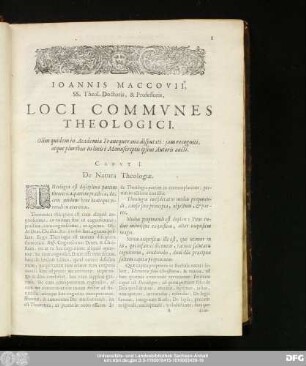 Caput I. De Natura Theologiae.
