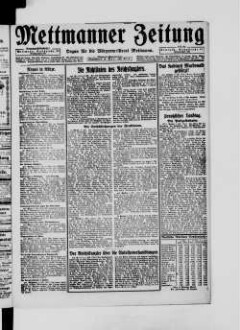 Mettmanner Zeitung. 1919-1940