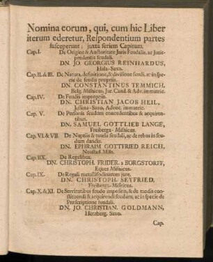 Nomina eorum, qui , cum hic Liber iterum ederetur, Respondentium partes susceoerunt