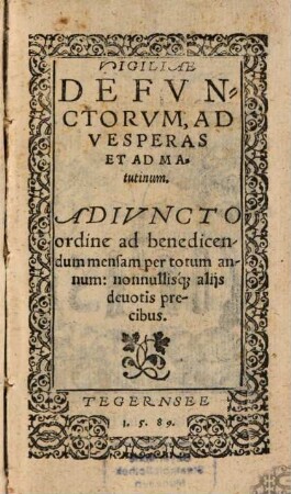 Vigiliae Defunctorum ad Vesperas et ad Matutinum