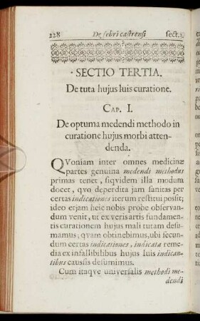 Sectio Tertia. De tuta hujus luis curatione.