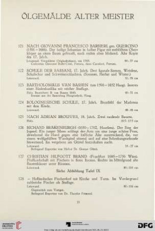 Ölgemälde alter Meister (Nr. 121-167)