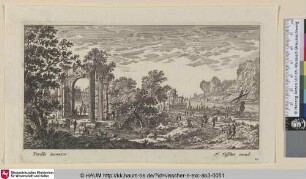 [Ein Hafen, links Ruinen eines römischen Tempels; A port, ruins of a Roman temple left]