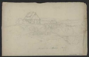 Ansicht der Umgebung des Kalkofens bei Maxen, Handzeichnung, um 1836 : Kalkbruch und Loeshofen in Maxen / [Oehme, Ernst Ferdinand]. - [S.l.] , 1836. - 1 Kunstbl. : Bleistiftzeichnung ; 36 x 32 cm