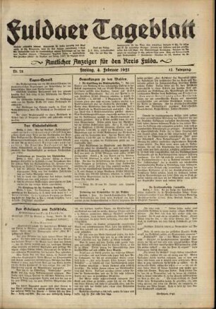 Ausgabe vom Freitag, den 04. Februar 1921.