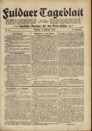 Ausgabe vom Freitag, den 04. Februar 1921.