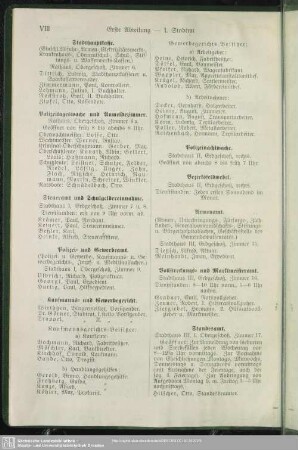 Erste Abtheilung. Behördenverzeichnis : Erste Abtheilung. Behörden, Schulen, gemeinnützige Anstalten, Krankenkassen, Versicherungsgesellschaften, Vereine usw