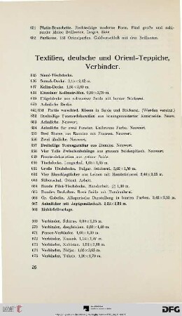 Textilien, deutsche und Orient-Teppiche, Verbinder (Nr. 635-727)