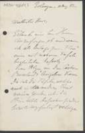 Brief von Paul Reinsch an Unbekannt