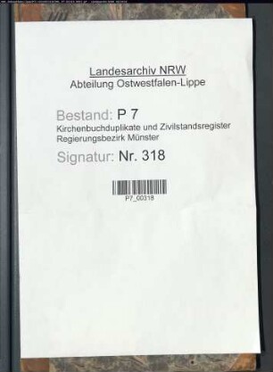 Zivilstandsregister der Munizipalität Hamm (H 1809). (Gemeinde: Hamm, Kreis Recklinghausen)