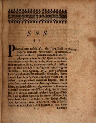 Dissertatio Juris Publici De Jvre Belli In Imperio Rom. Germanico