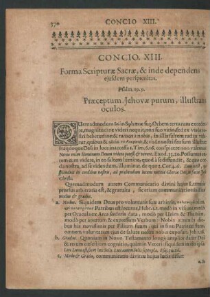 Concio. XIII. Forma Scripturae Sacrae, & inde dependens eiusdem perspicuitas.