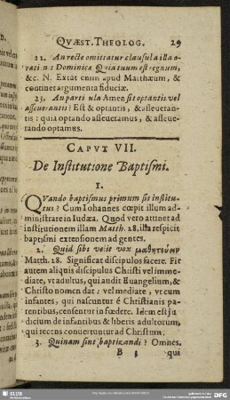 Caput VII. De Institutione Baptismi