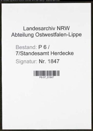 Heiratsregister Standesamt Herdecke