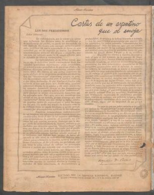 Cartas de un argentino que se enoja : Los dos periodismos