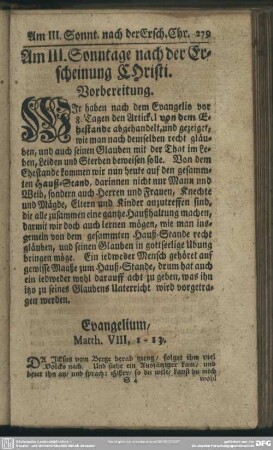 Am III. Sonntage nach der Erscheinung Christi