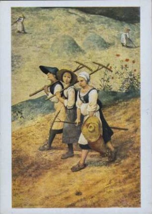 Pieter Brueghel d. Ä. (1525-1569): Heuernte, Schnitterin; Ausschnitt. [R]