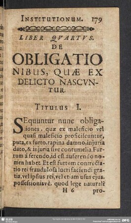 Liber Quartus. De Obligatio Nibus, Quae Es Delicto Nascuntur