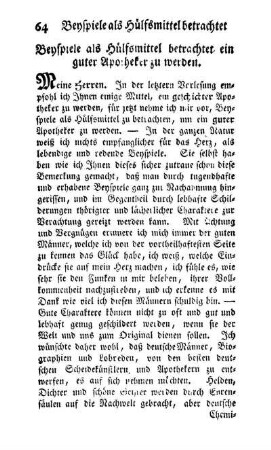 Beyspiele als Hülfsmittel betrachtet ein guter Apotheker zu werden.