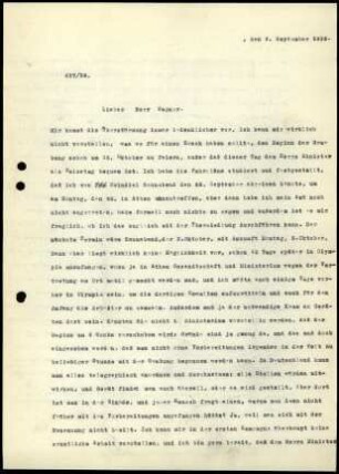 A. von Gerkan an M. Wegner