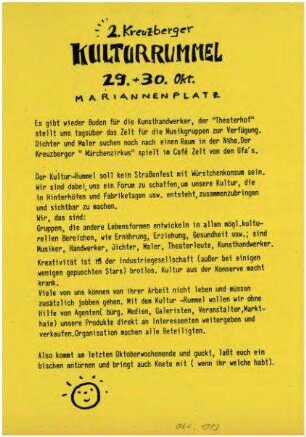 Flugschrift: 2. Kreuzberger Kulturrummel, 1983