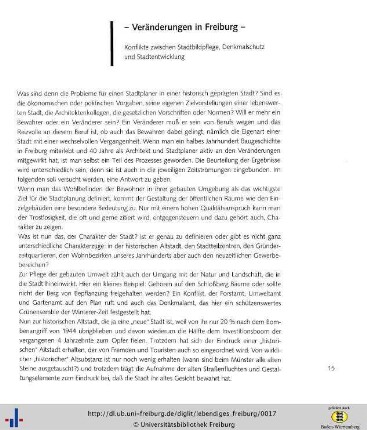 Veränderungen in Freiburg - Konflikte zwischen Stadtbildpflege, Denkmalschutz und Stadtentwicklung