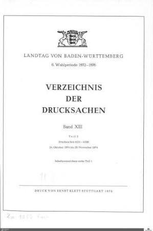70: Landtag Baden-Württemberg, Beilagen, 1974, Bd. 13,2