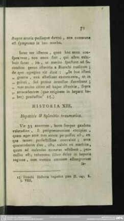 Historia XIII. Hepatitis & Splenitis traumatica