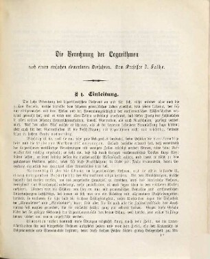 Die Berechnung der Logarithmen nach einem einfachen elementaren Verfahren