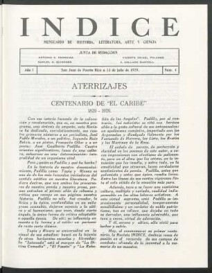 Aterrizajes - Centenario de "El Caribe" 1829 - 1929.