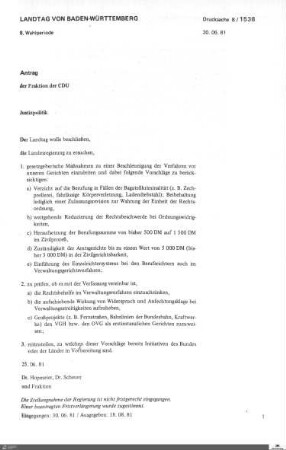 Antrag der CDU zur Justizpolitik
