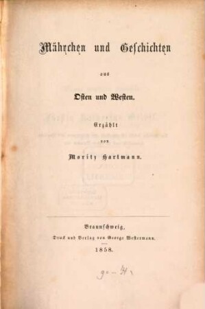 Mährchen und Geschichten aus Osten und Westen