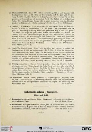 Schmucksachen/Juwelen (Nr. 427-490)