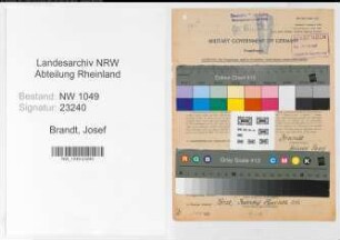 Entnazifizierung Josef Brandt , geb. 25.11.1889 (Bahnsekretaer)